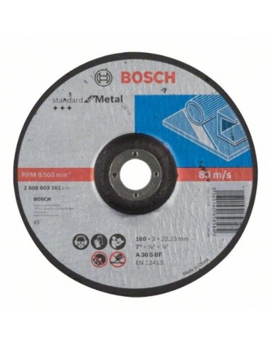 Bosch Disco de corte acodado Standard for Metal A 30 S BF, 180 mm, 22,23 mm, 3,0 mm