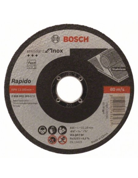 Bosch Profesional 2608603166 Estándar para disco de corte recto de metal