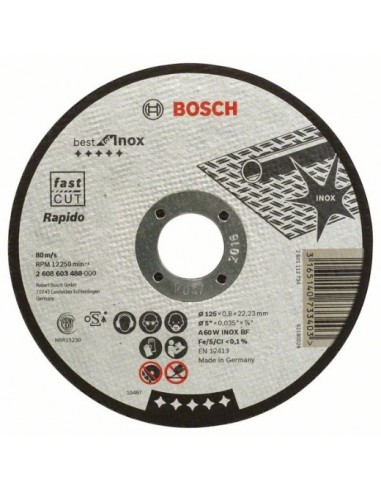 Bosch Disco de corte recto Best for Inox - Rapido A 60 W INOX BF, 125 mm, 0,8 mm